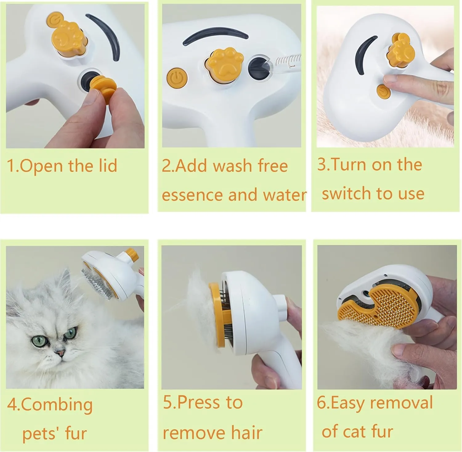 Cat Steam Brush Cat Brush for Shedding Steam Cat Brush Dog Brush with Steam Self Cleaning Pet Hair Cleaning Brush Comb for Cats Dogs Spray 3 in 1 Cat Brush for Pet Grooming (grey)