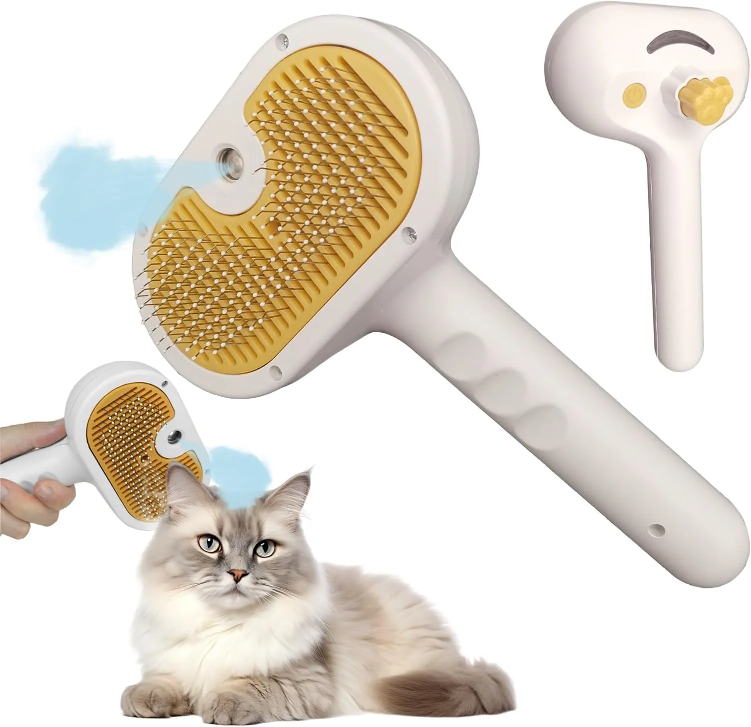 Cat Steam Brush Cat Brush for Shedding Steam Cat Brush Dog Brush with Steam Self Cleaning Pet Hair Cleaning Brush Comb for Cats Dogs Spray 3 in 1 Cat Brush for Pet Grooming (grey)