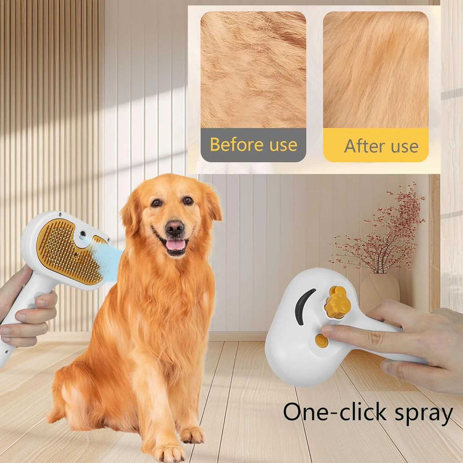 Cat Steam Brush Cat Brush for Shedding Steam Cat Brush Dog Brush with Steam Self Cleaning Pet Hair Cleaning Brush Comb for Cats Dogs Spray 3 in 1 Cat Brush for Pet Grooming (grey)