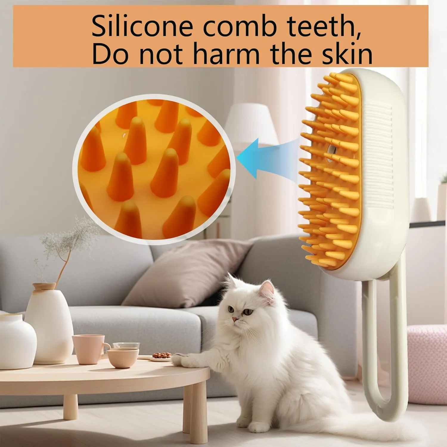 Cat Steam Brush Cat Brush for Shedding Steam Cat Brush Dog Brush with Steam Self Cleaning Pet Hair Cleaning Brush Comb for Cats Dogs Spray 3 in 1 Cat Brush for Pet Grooming (grey)