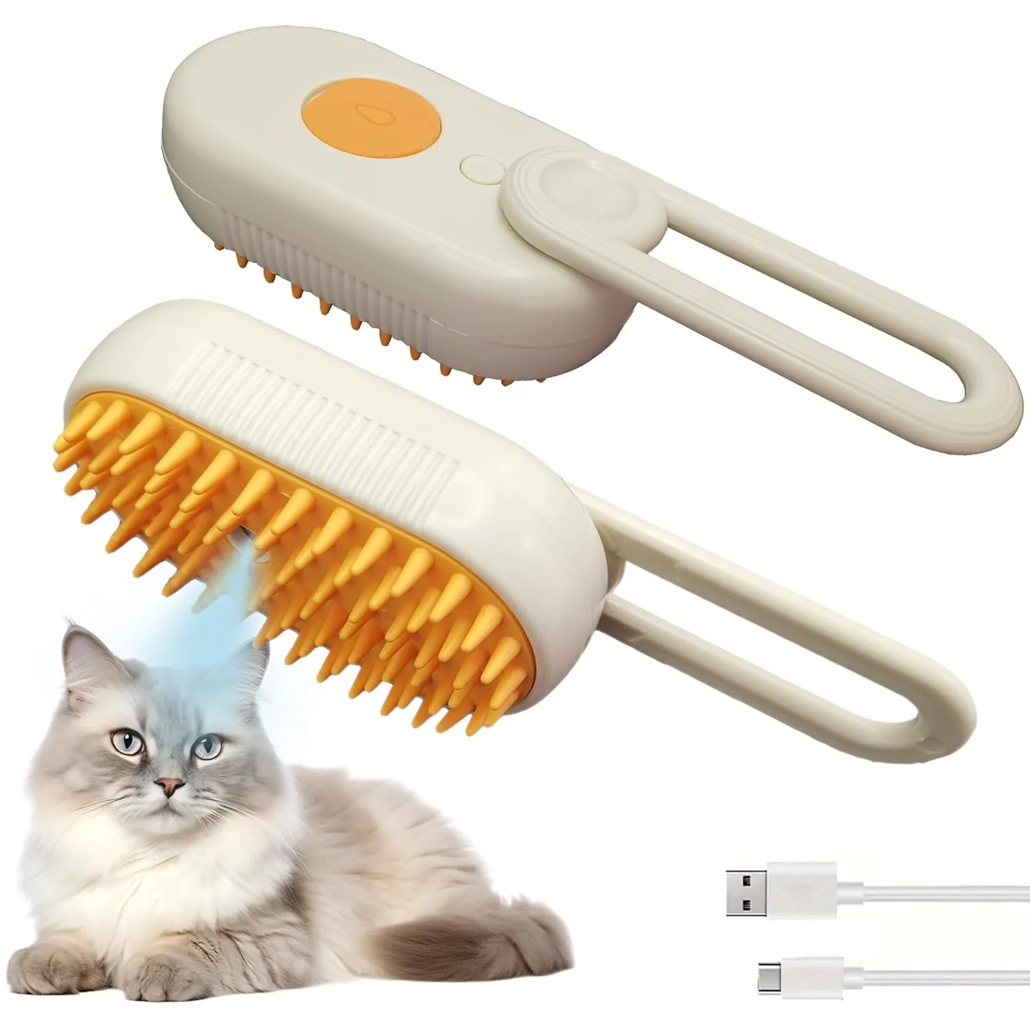 Cat Steam Brush Cat Brush for Shedding Steam Cat Brush Dog Brush with Steam Self Cleaning Pet Hair Cleaning Brush Comb for Cats Dogs Spray 3 in 1 Cat Brush for Pet Grooming (grey)