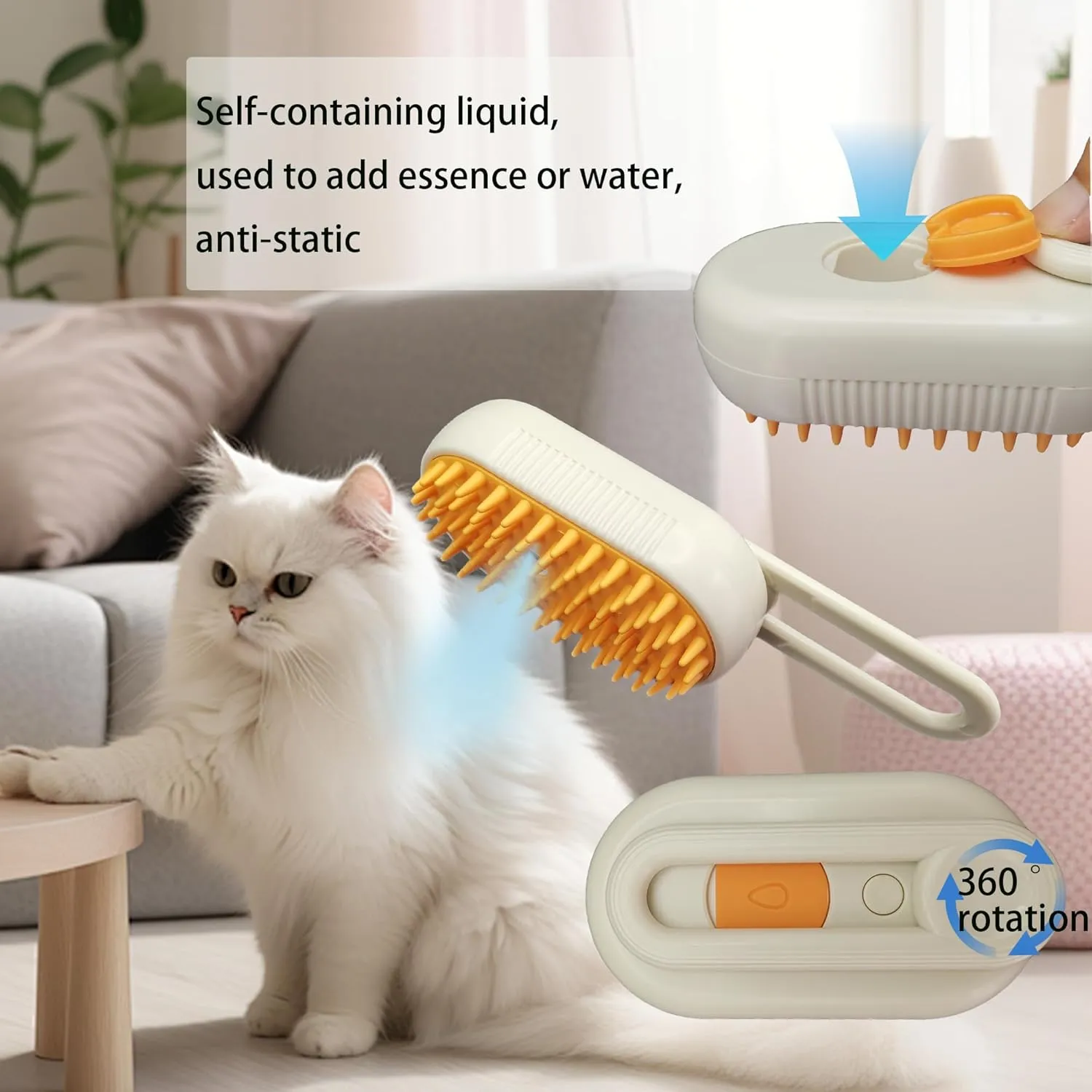 Cat Steam Brush Cat Brush for Shedding Steam Cat Brush Dog Brush with Steam Self Cleaning Pet Hair Cleaning Brush Comb for Cats Dogs Spray 3 in 1 Cat Brush for Pet Grooming (grey)