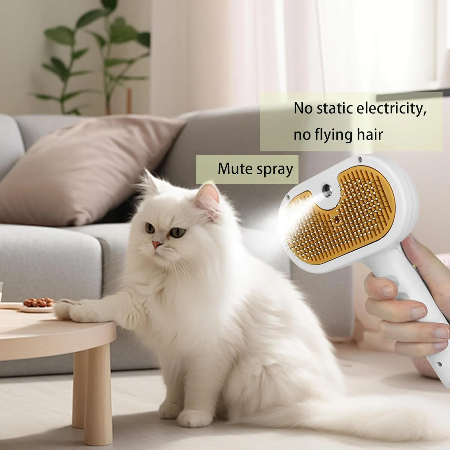 Cat Steam Brush Cat Brush for Shedding Steam Cat Brush Dog Brush with Steam Self Cleaning Pet Hair Cleaning Brush Comb for Cats Dogs Spray 3 in 1 Cat Brush for Pet Grooming (grey)