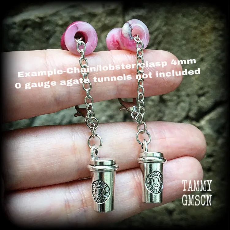 Coffee keep cup tunnel earrings-Tunnel dangles