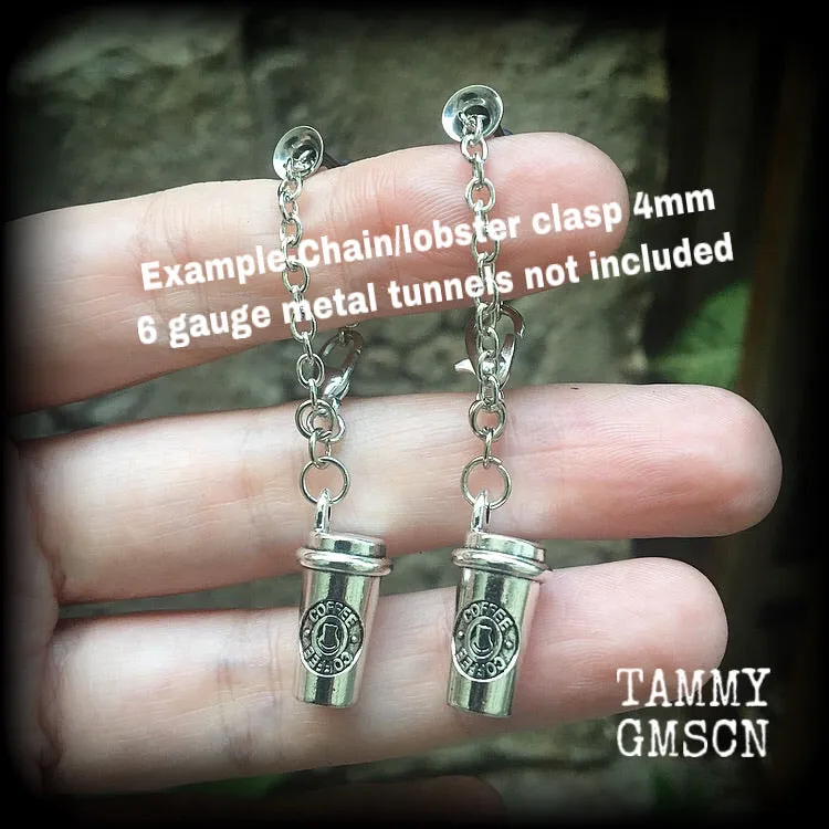 Coffee keep cup tunnel earrings-Tunnel dangles