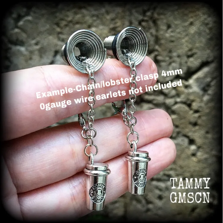 Coffee keep cup tunnel earrings-Tunnel dangles