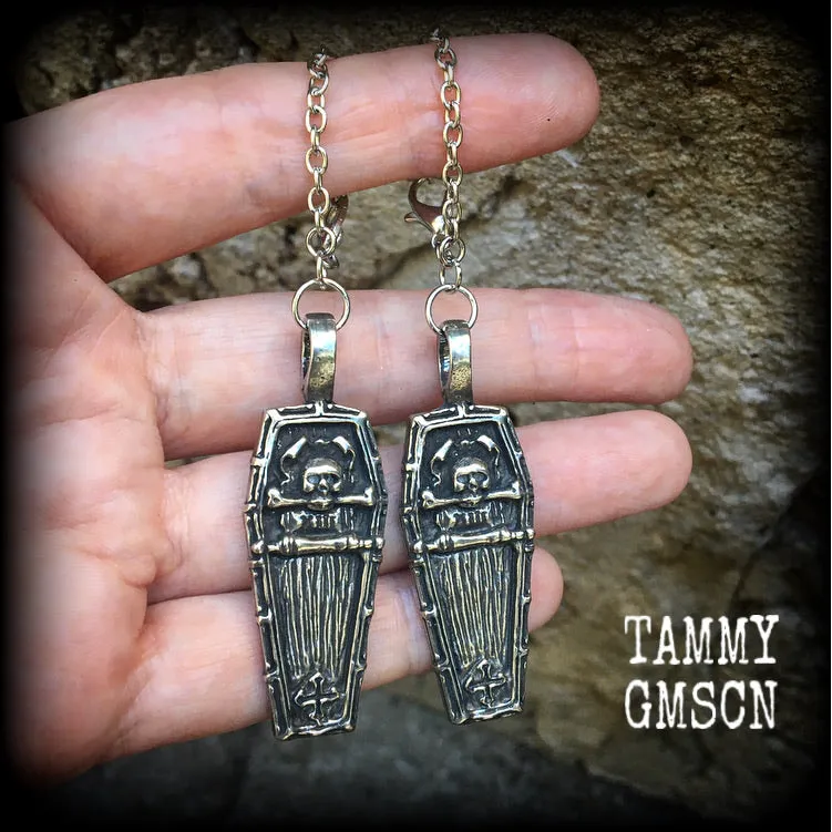 Coffin tunnel dangles-Halloween earrings