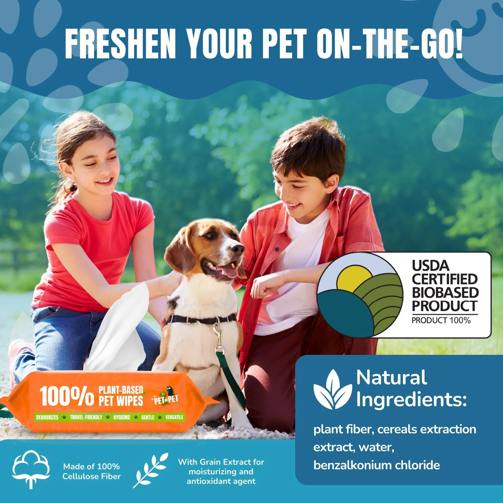 Dog Wipes Cleaning Deodorizing 100 Count
