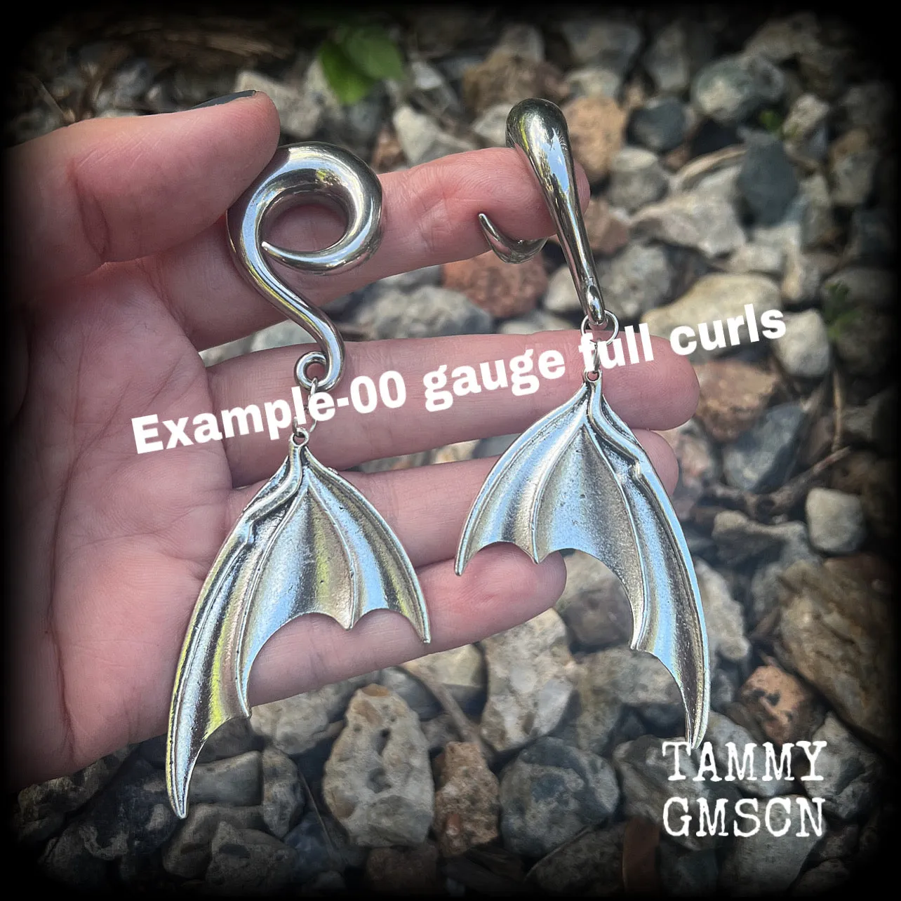 Dragon wings tunnel earrings-Bat wings tunnel dangles