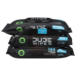 Dude Wipes Unscented Disposable Wipes, 4-144 Count Packs (Total: 576 Count)