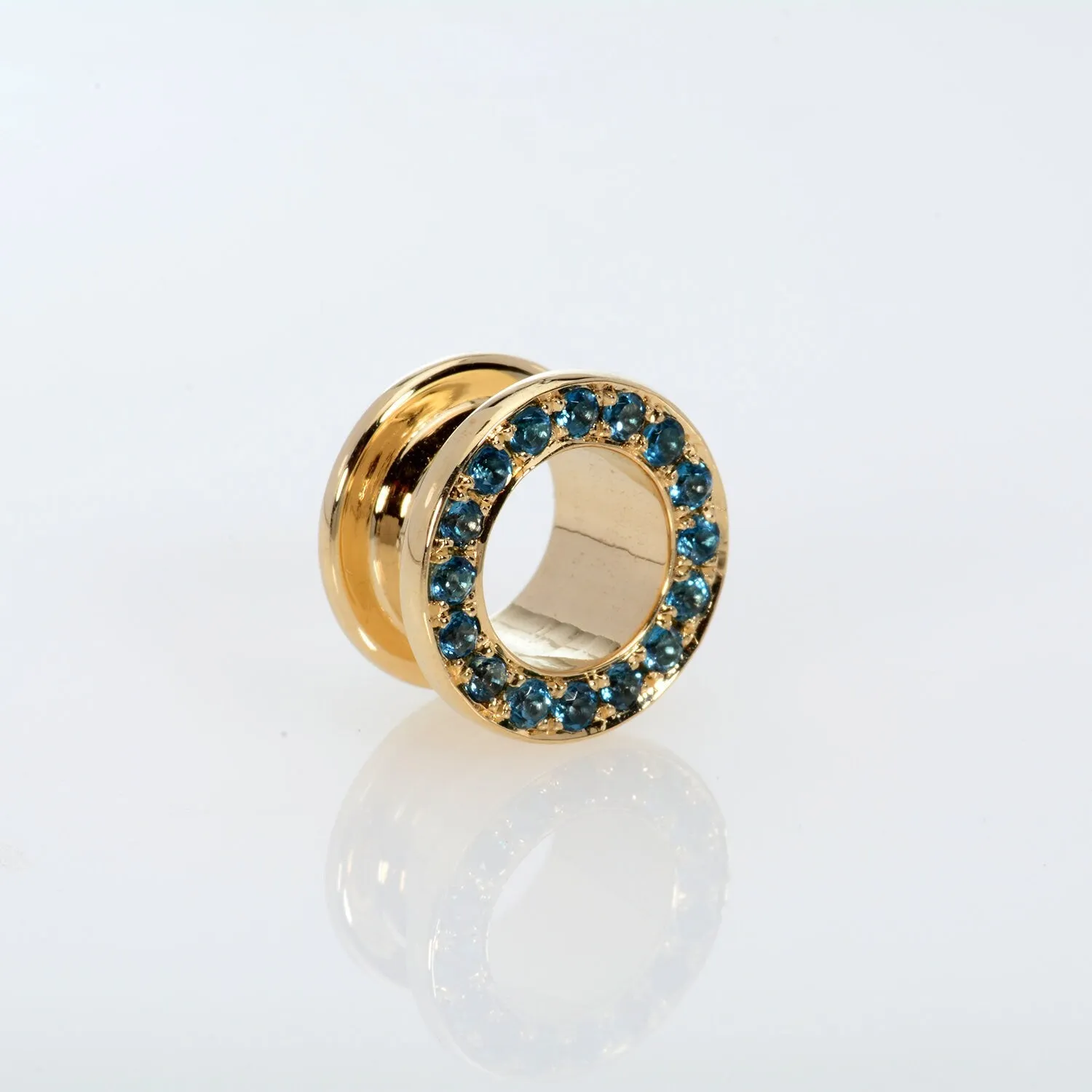 Flesh Tunnels Topaz Blue London 14K