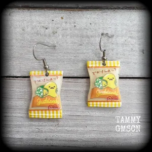 Gudetama 'Japanese snacks' earrings-Kawaii earrings