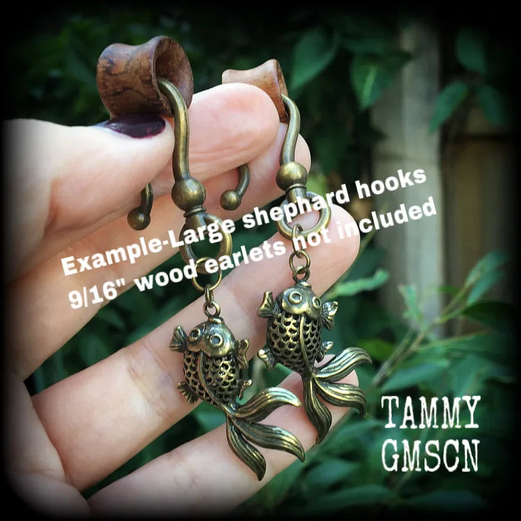 Koi fish earrings-Bronze fish earrings