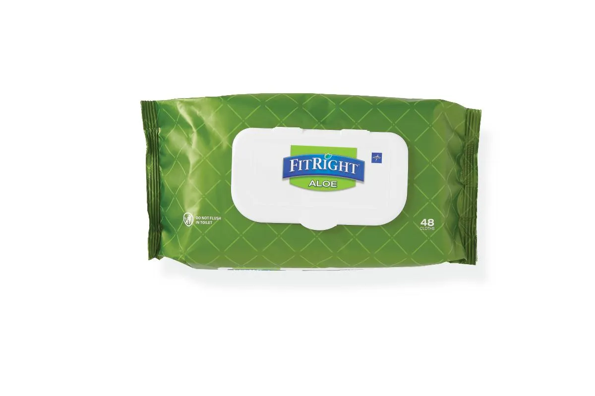 Medline FitRight Aloe Quilted Personal Cleansing Wipes
