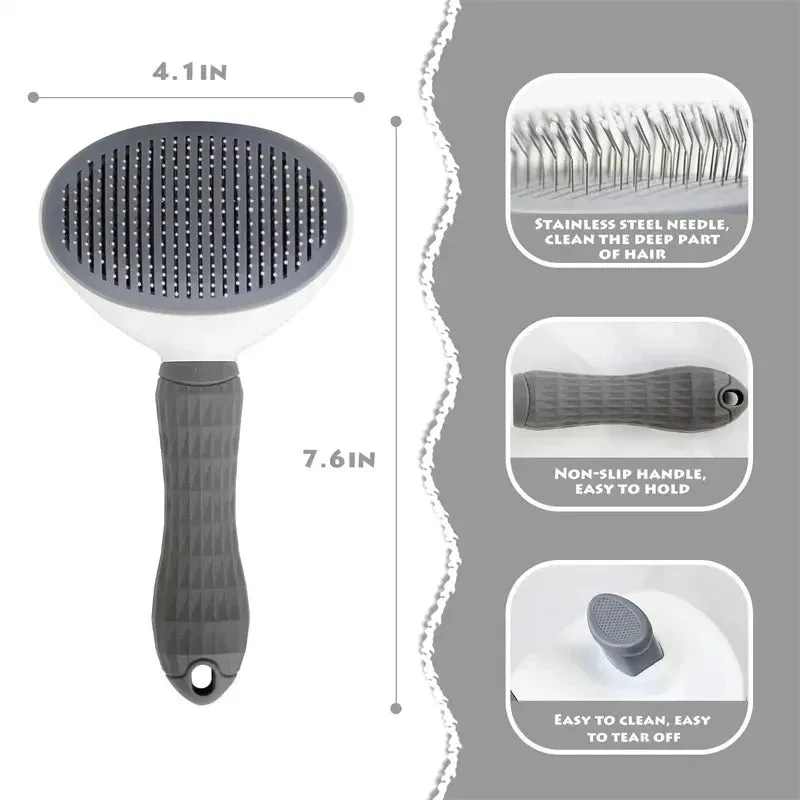 Self-Cleaning Pet Hair Remover Brush for Cats & Dogs – Slicker Comb for Grooming and Hair Removal