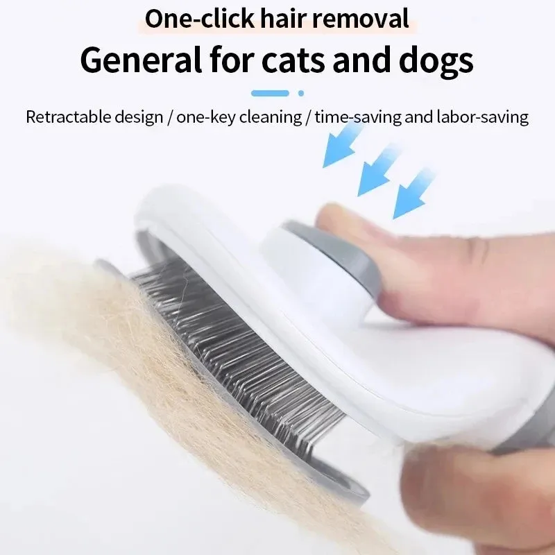 Self-Cleaning Pet Hair Remover Brush for Cats & Dogs – Slicker Comb for Grooming and Hair Removal