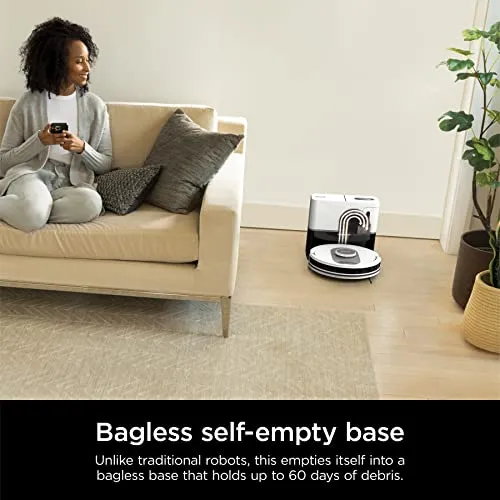 Shark AV2511AE AI Ultra Robot Vacuum, with Matrix Clean, Home Mapping, 60-Day Capacity Bagless Self Empty Base, Perfect for Pet Hair, Wifi, Compatible with Alexa, Black/Silver (Renewed)