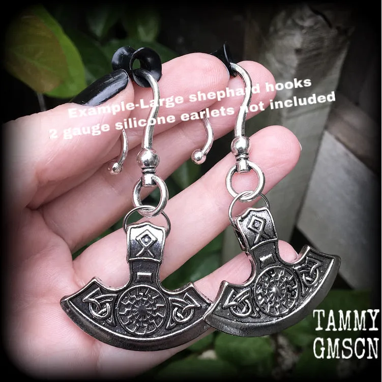 Viking axe head ear hangers-Rune jewelry