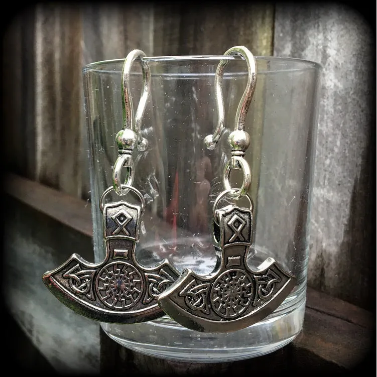 Viking axe head ear hangers-Rune jewelry