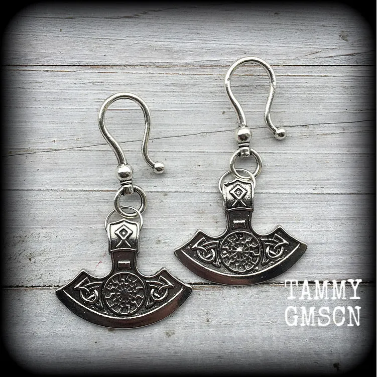 Viking axe head ear hangers-Rune jewelry