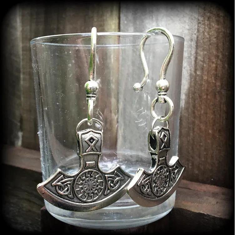 Viking axe head ear hangers-Rune jewelry