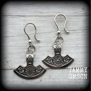 Viking axe head ear hangers-Rune jewelry