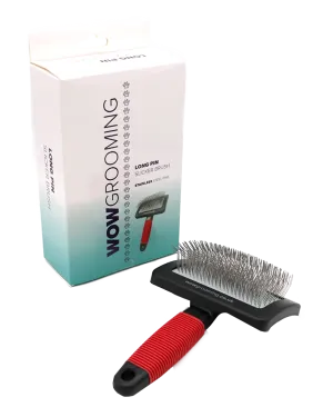 Wow Grooming Big Curved Slicker Brush - Extra long Firm pin for tangles